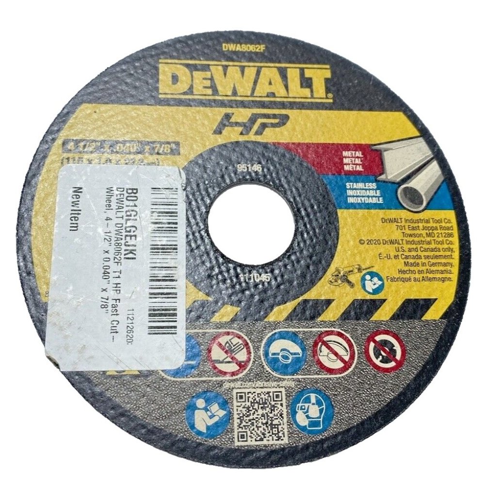 DeWalt Fast Cut-Off Wheel, 4.5"x 0.04"x 0.875"